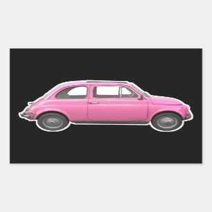 Pegatina Rectangular Pink Fiat 500 Cinquecento vintage años sesenta coc