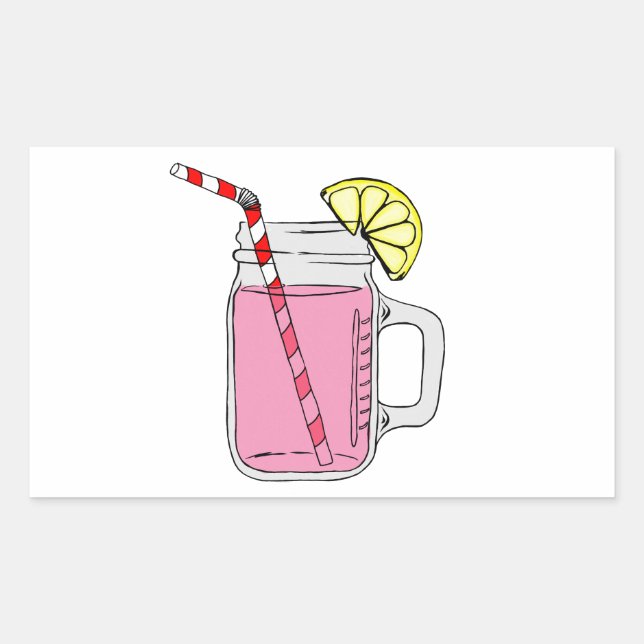 Pegatina Rectangular Pink Lemonade Mason Jar (Anverso)