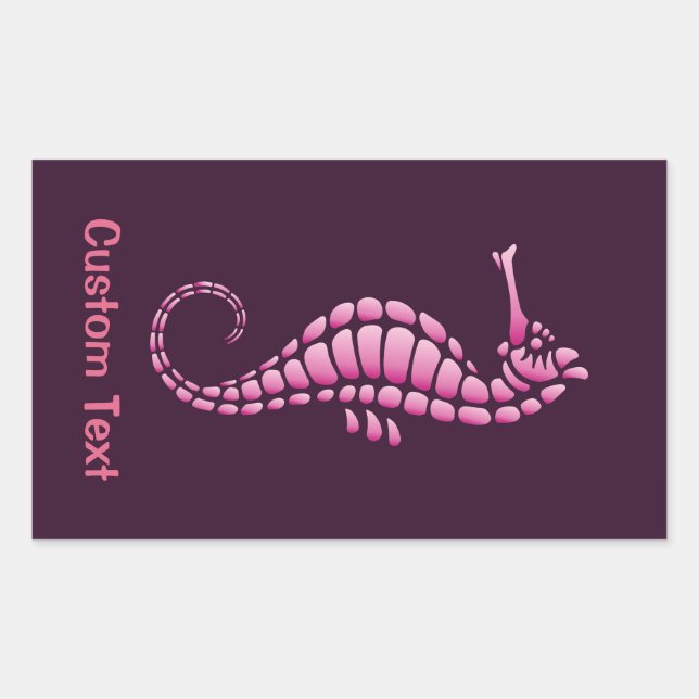 Pegatina Rectangular Pink Seahorse (Anverso)