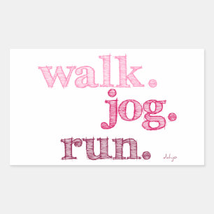 Pegatina Rectangular PINK WALK JOG RUN (fuente SHADED)