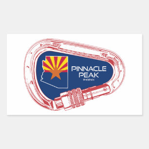 Pegatina Rectangular Pinnacle Peak Arizona Rock Climber Carabiner