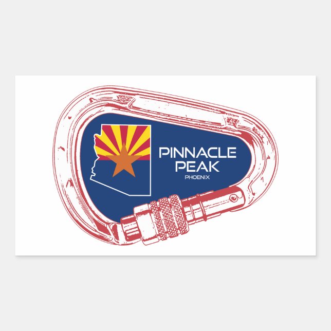 Pegatina Rectangular Pinnacle Peak Arizona Rock Climber Carabiner (Anverso)