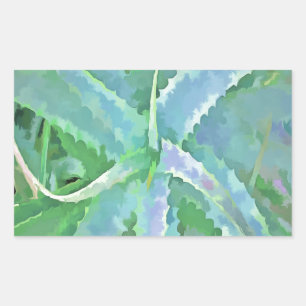 Pegatina Rectangular Pintado abstracto de áloe verde gris