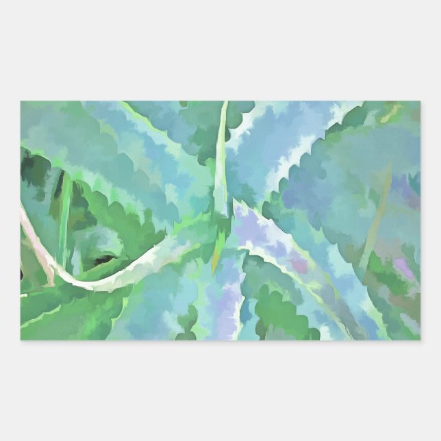 Pegatina Rectangular Pintado abstracto de áloe verde gris (Anverso)