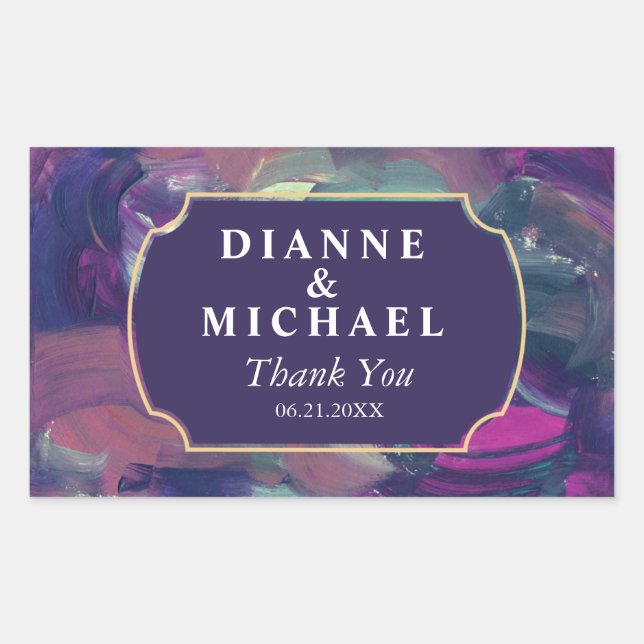 Pegatina Rectangular Pintado acrílico audaz Guardar la fecha (Anverso)