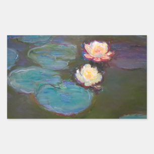 Pegatina Rectangular Pintado de naves acuáticas de Monet Water Lily Lil