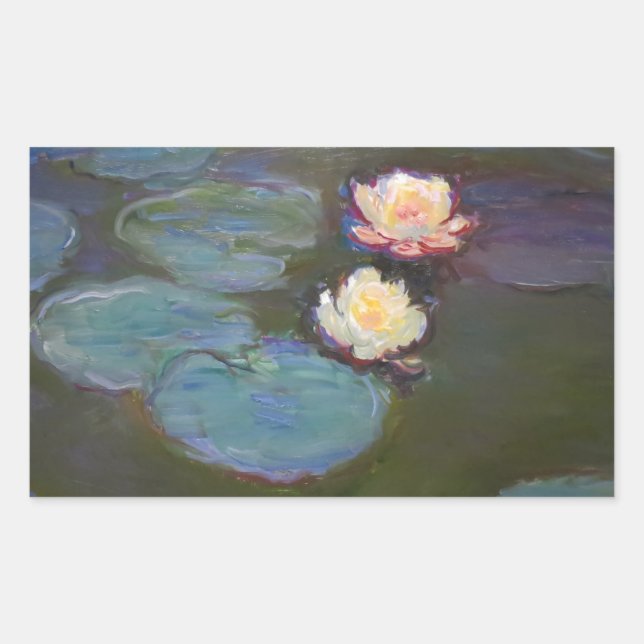 Pegatina Rectangular Pintado de naves acuáticas de Monet Water Lily Lil (Anverso)