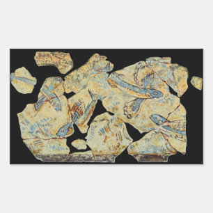 Pegatina Rectangular pintar peces antiguos griegos pintar fresco mural 