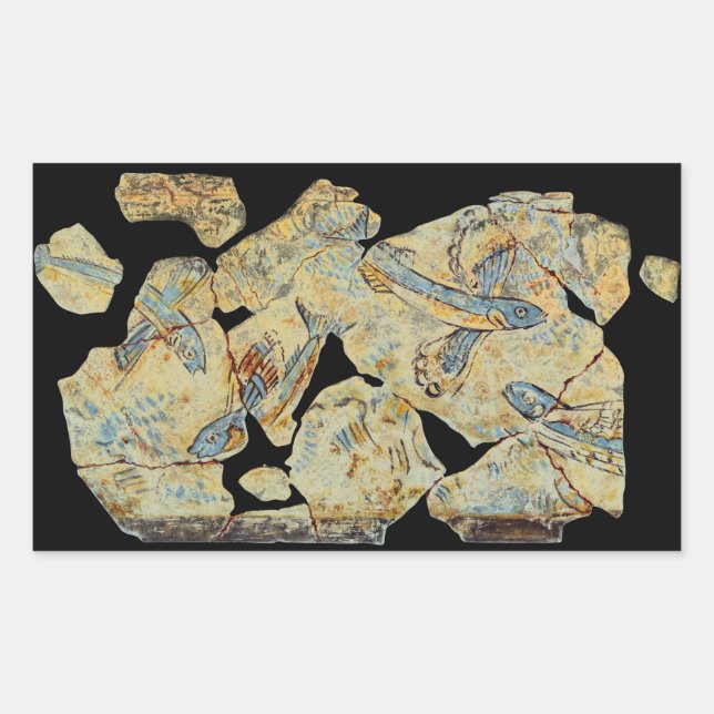 Pegatina Rectangular pintar peces antiguos griegos pintar fresco mural  (Anverso)