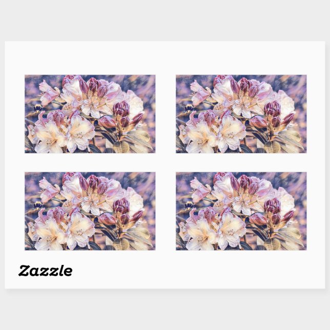 Pegatina Rectangular Pintura acuarela de un salvado de flores de azeea  (Hoja)