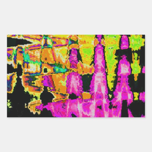 Pegatina Rectangular Pintura acuarela única: púrpura, negra y lima (Anverso)