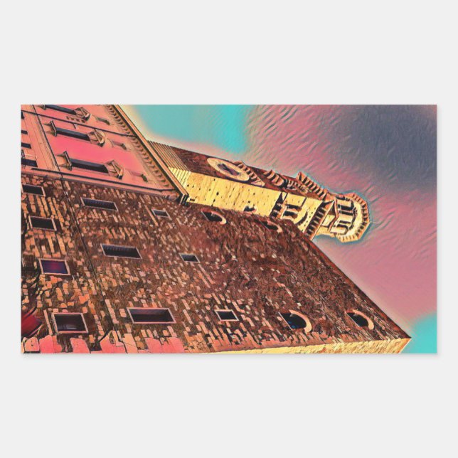 Pegatina Rectangular Pintura de arquitectura de Italia (Anverso)