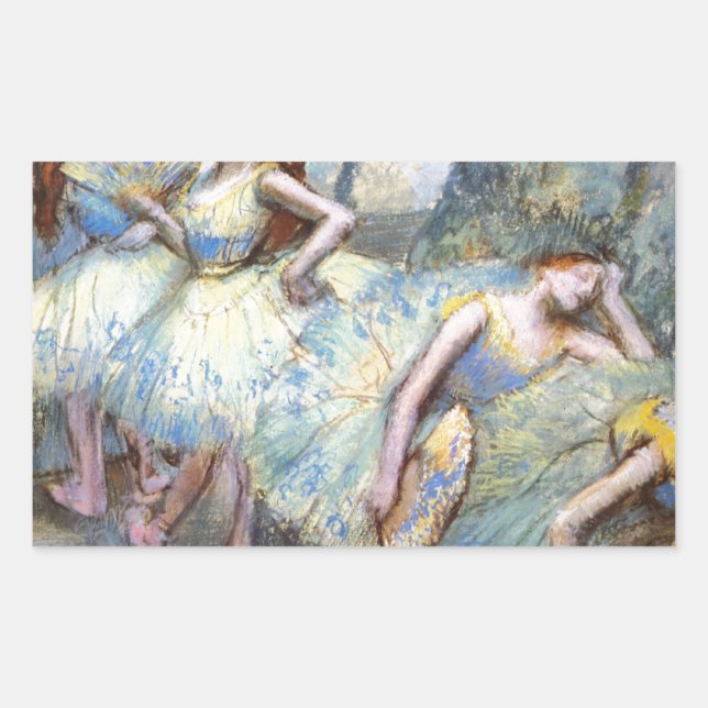 Pegatina Rectangular Pintura de bailarinas de arte Degas Ballet (Anverso)