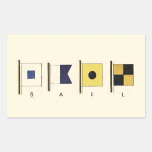Pegatina Rectangular Pintura de cuatro banderas con vela escrita debajo