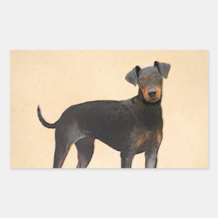 Pegatina Rectangular Pintura de Manchester Terrier Arte Animal Original