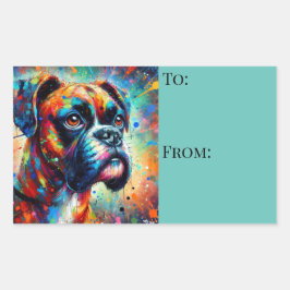 Pegatina Rectangular Pintura de perro de arte pop colorista impresionis