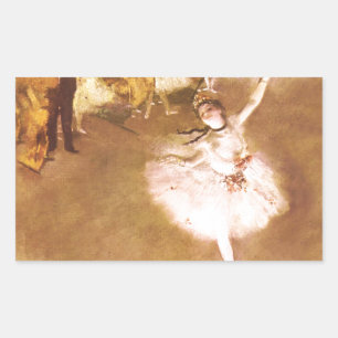 Pegatina Rectangular Pintura estelar de bailarina de ballet Degas