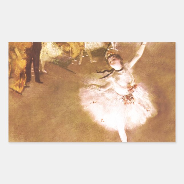 Pegatina Rectangular Pintura estelar de bailarina de ballet Degas (Anverso)