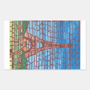 Pegatina Rectangular Pintura mosaica de Pegatinas de la Torre Eiffel