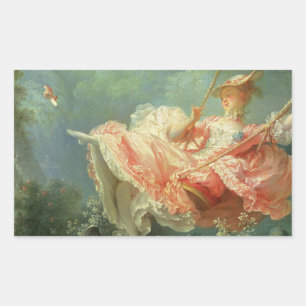 Pegatina Rectangular Pintura rococó de Jean-Honore Frangonard