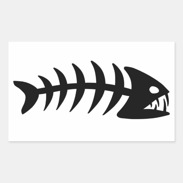 Pegatina Rectangular Piranha Fish Bone (Anverso)