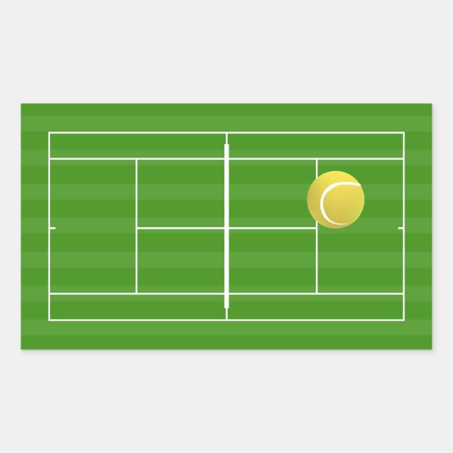Pegatina Rectangular Pista de tenis y baile de tenis (Anverso)