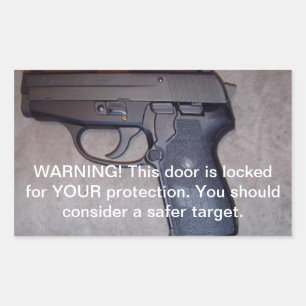 Pegatina Rectangular Pistola de advertencia