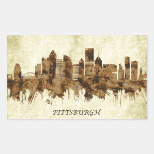 Pegatina Rectangular Pittsburgh Pennsylvania Cityscape
