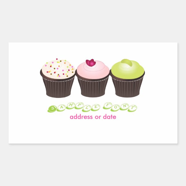Pegatina Rectangular PixDezines diy colores, cupcake (Anverso)