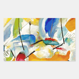 Pegatina Rectangular PixDezines Kandinsky 1913 Batalla Naval Improv 31