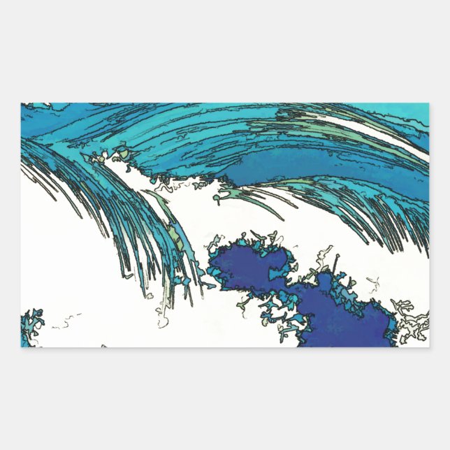 Pegatina Rectangular PixDezines konen uehara olas oceánicas, 上 原 (Anverso)