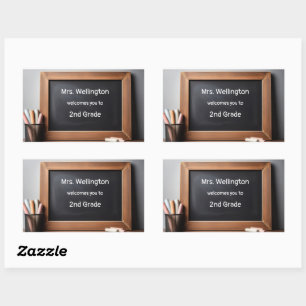 Pegatina Rectangular Pizarra de profesor pizarra negra personalizada Bi