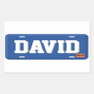 Pegatina Rectangular Placa azul y blanca personalizada