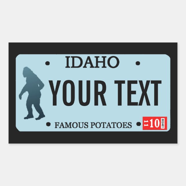 Pegatina Rectangular Placa de licencia de Idaho Sasquatch (Anverso)