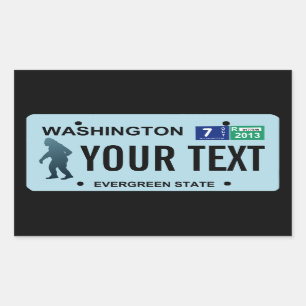 Pegatina Rectangular Placa de licencia de Washington Sasquatch
