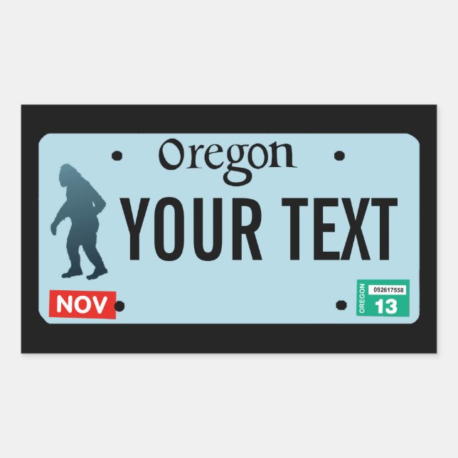 Pegatina Rectangular Placa de licencia Oregon Sasquatch (Anverso)
