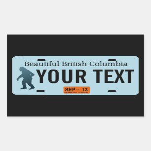 Pegatina Rectangular Placa de licencia Sasquatch de Columbia Británica