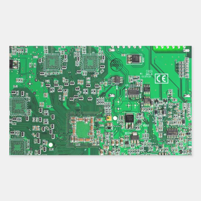 Pegatina Rectangular Placa del circuito impreso para el circuito verde  (Anverso)