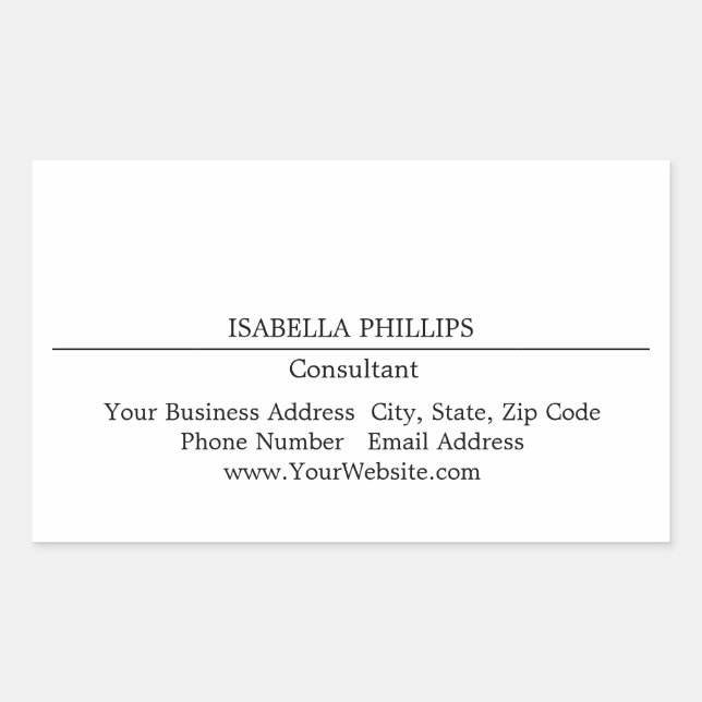 Pegatina Rectangular Placa Minimalista blanca profesional creativa (Anverso)