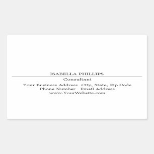 Pegatina Rectangular Placa Minimalista blanca profesional creativa