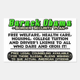 Pegatina Rectangular ¡Plan de la seguridad de fronteras de Barack