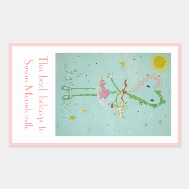 Pegatina Rectangular Planta de libros de Miss Valentine (Anverso)