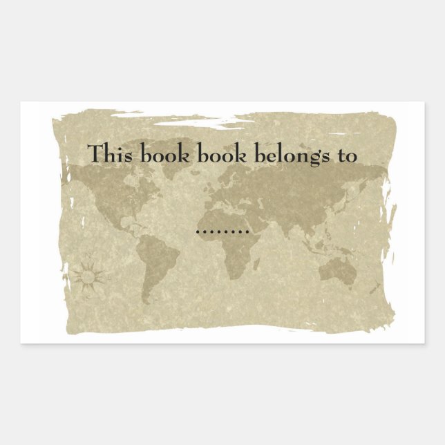 Pegatina Rectangular Planta de mapas del mundo antiguo (Anverso)