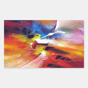 Pegatina Rectangular Plantilla colorida de pintura abstracta expresioni