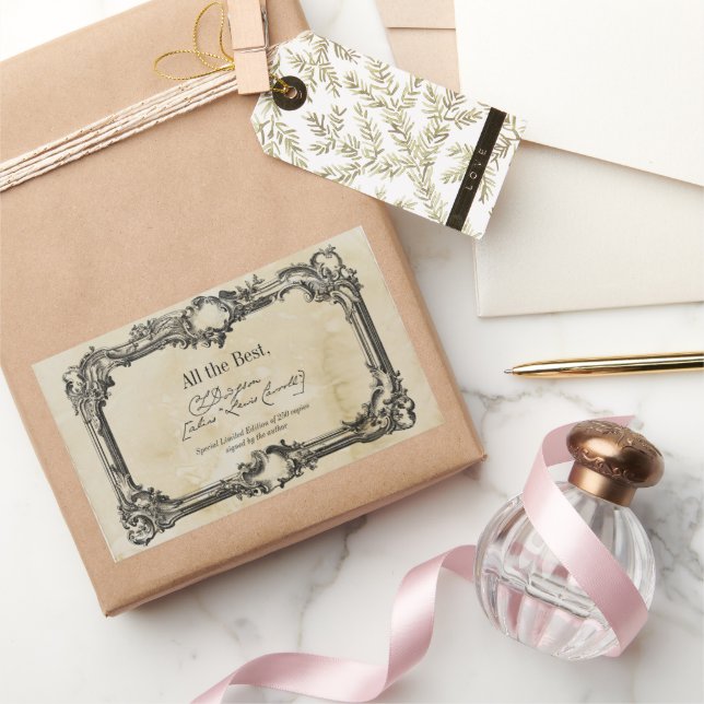 Pegatina Rectangular Plantilla de BookPlate de autor de firma de pergam (Regalar)