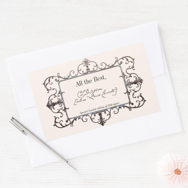 Pegatina Rectangular Plantilla de BookPlate de autor de firma victorian (Sobre)