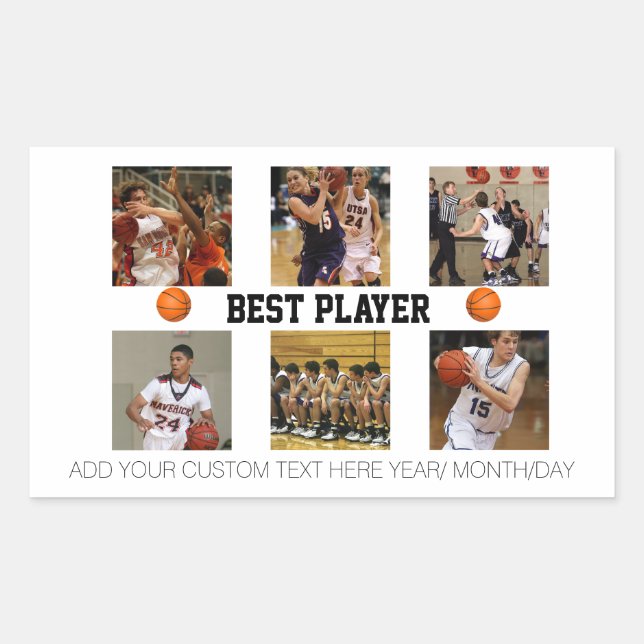 Pegatina Rectangular Plantilla de collage de fotos de baloncesto Bloque (Anverso)