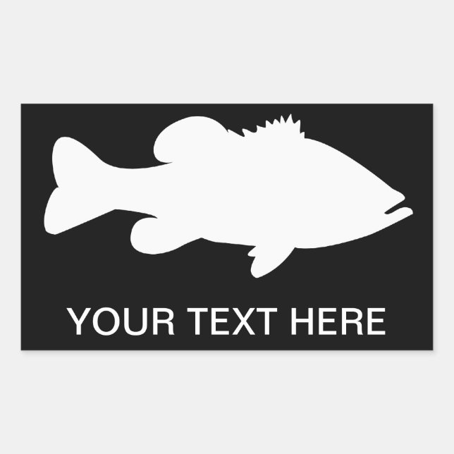 Pegatina Rectangular Plantilla de pesca con grano de largemouth (Anverso)