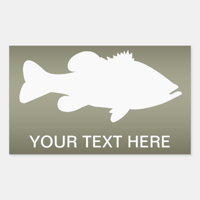 Pegatina Rectangular Plantilla de pesca con grano de largemouth (Anverso)