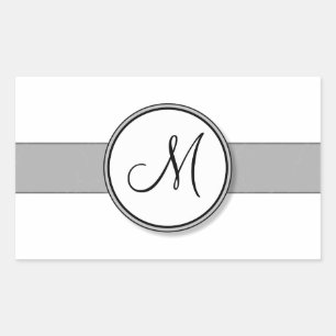 Pegatina Rectangular Plantilla de sellado monográfico dividido en perso
